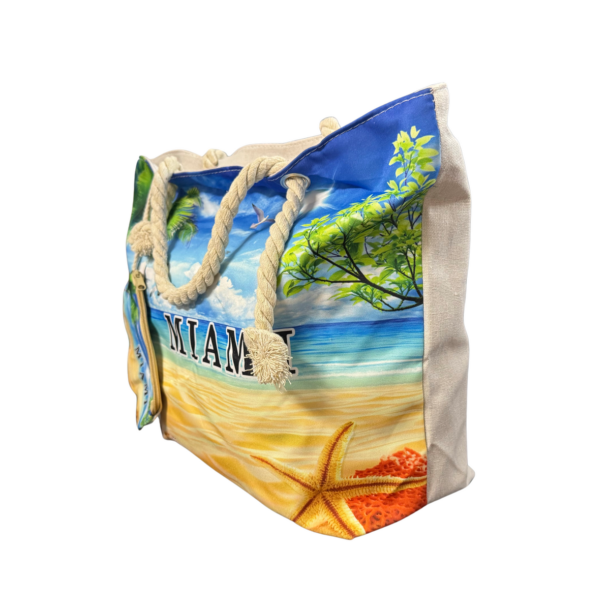 Bolso de Playa / Miami Beach Bag with Rope Handles and Pouch