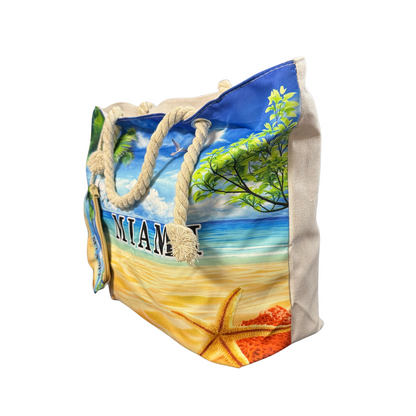 Bolso de Playa / Miami Beach Bag with Rope Handles and Pouch