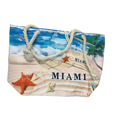 Bolso de Playa / Miami Beach Bag with Rope Handles and Pouch