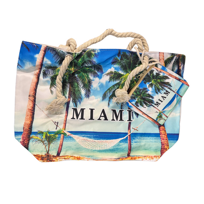 Bolso de Playa / Miami Beach Bag with Rope Handles and Pouch