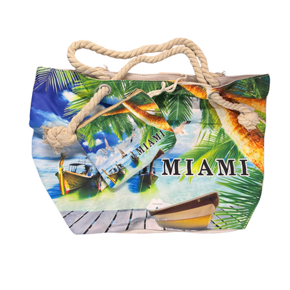Bolso de Playa / Miami Beach Bag with Rope Handles and Pouch