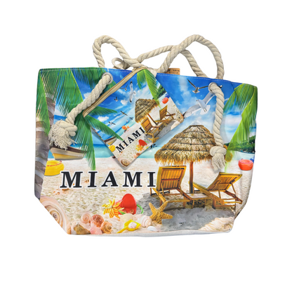 Bolso de Playa / Miami Beach Bag with Rope Handles and Pouch