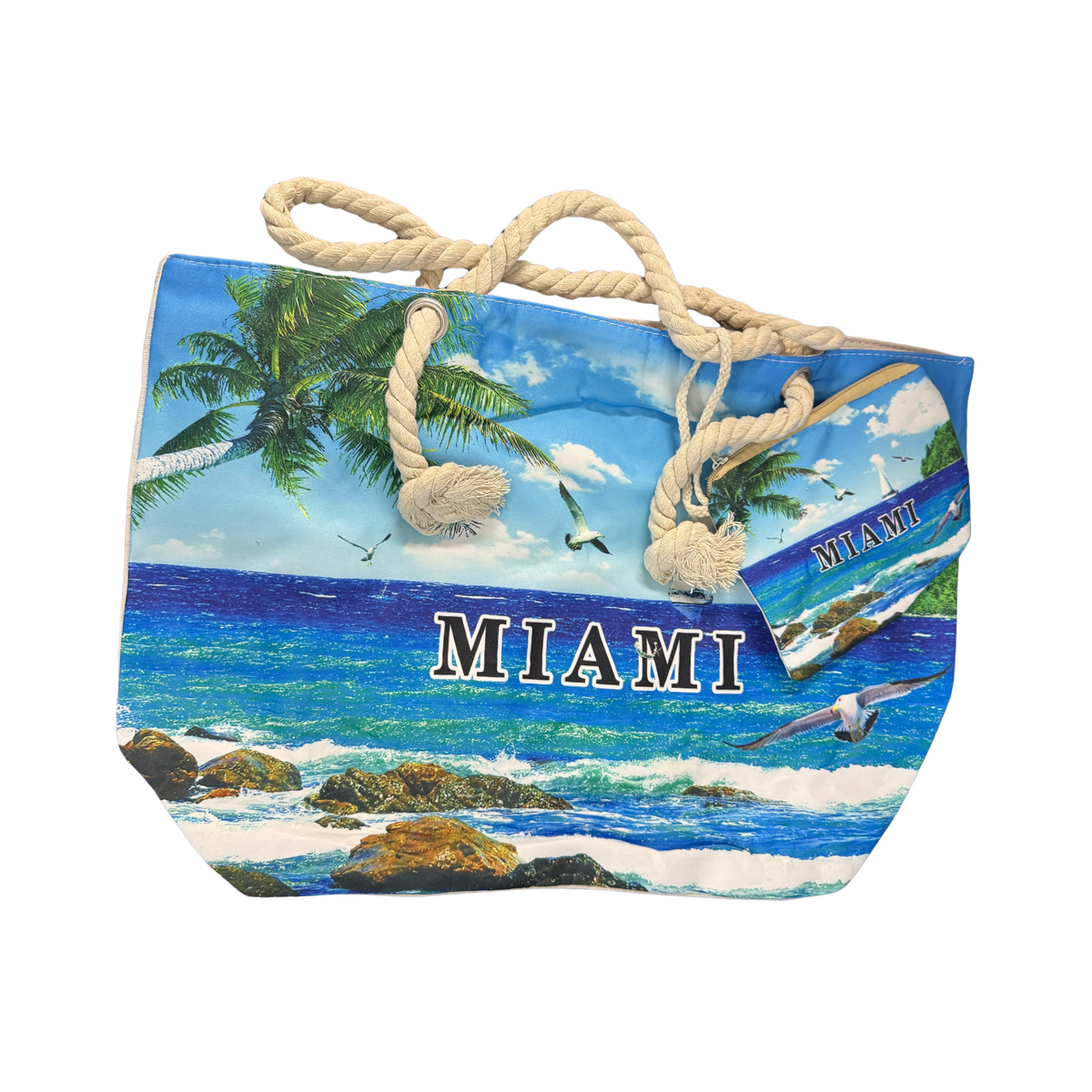 Bolso de Playa / Miami Beach Bag with Rope Handles and Pouch