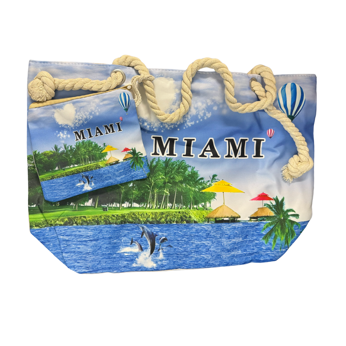 Bolso de Playa / Miami Beach Bag with Rope Handles and Pouch
