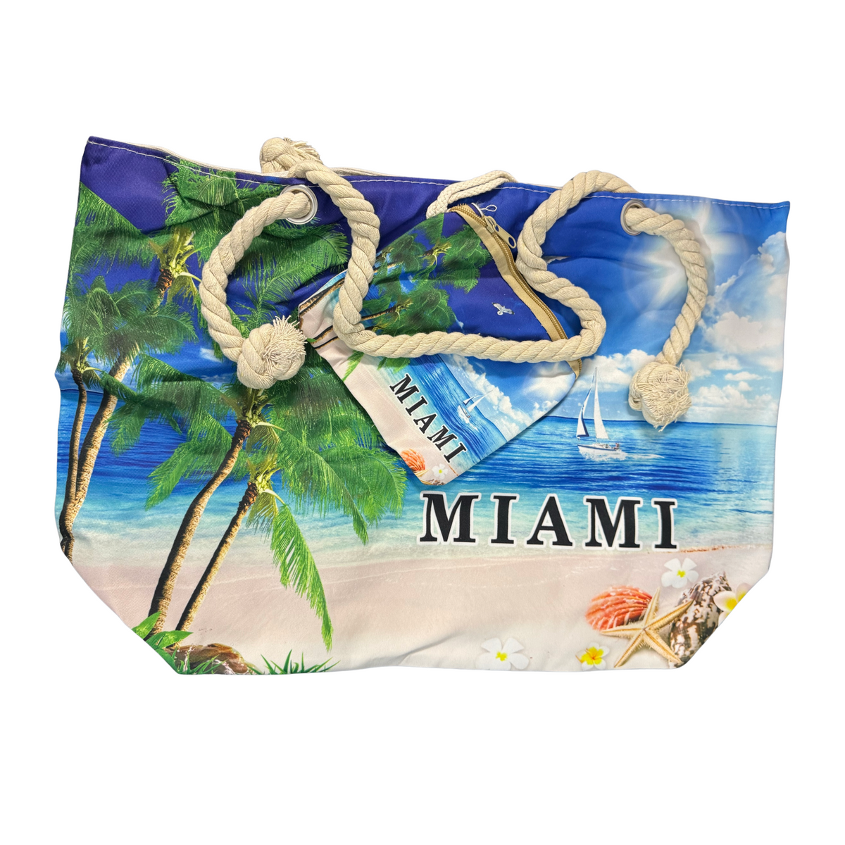 Bolso de Playa / Miami Beach Bag with Rope Handles and Pouch