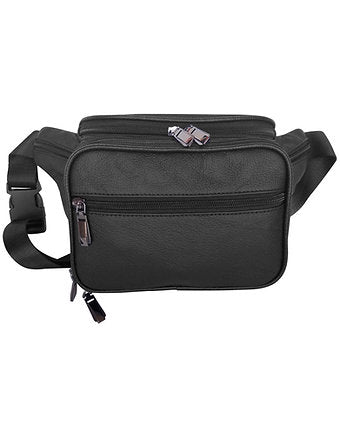 Canguro de Piel Grande con Tarjetero /Large Black Leather Fanny Pack