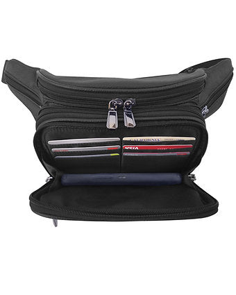 Canguro de Piel Grande con Tarjetero /Large Black Leather Fanny Pack