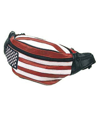Canguro de Piel con Bandera USA / Leather Fanny Pack with USA Flag design